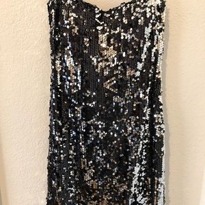 Strapless sequined dress